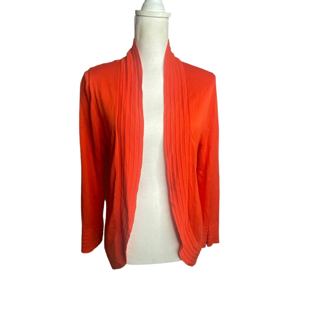 41 Hawthorne Red Orange Cocoon Open Front Lightweight Cardigan
